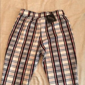 plaid designed work pants